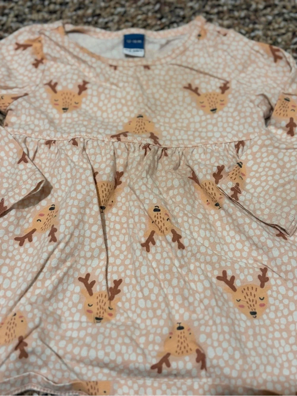 Old Navy Peach and Brown Reindeer Long-Sleeve Tunic